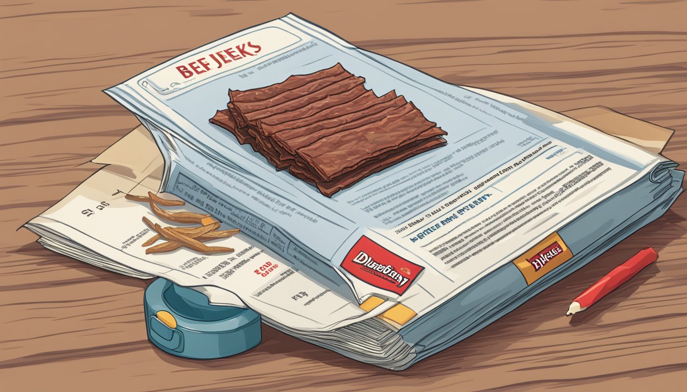 A bag of beef jerky next to a diabetes pamphlet, with a red "X" over the question "Is beef jerky good for diabetics?"